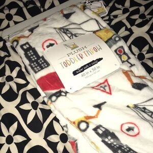 NWT Plush Toddler Throw Blanket with Construction Print